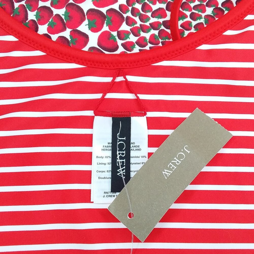J. Crew Swimsuit One Piece Size 10 Reversible Strawberry Red White Striped NWT - Picture 8 of 9